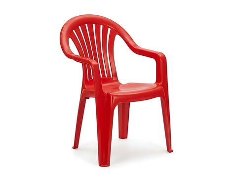 Vibrant red plastic chair for outdoor or indoor furniture design