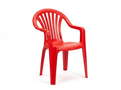 Vibrant red plastic chair for outdoor or indoor furniture design