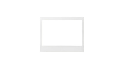 Vintage instant photo frame, single blank horizontal polaroid style film border, retro white paper picturedesign elements for scrapbooking isolated on transparent background