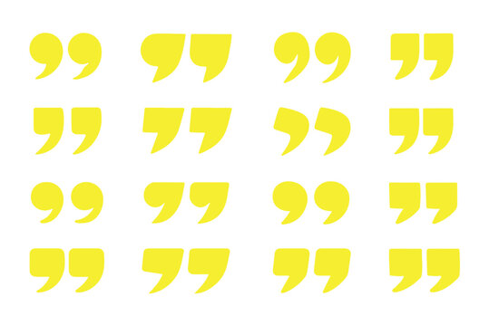 Minimal quote and quotation mark symbol set, outline vector icons on white background illustration.