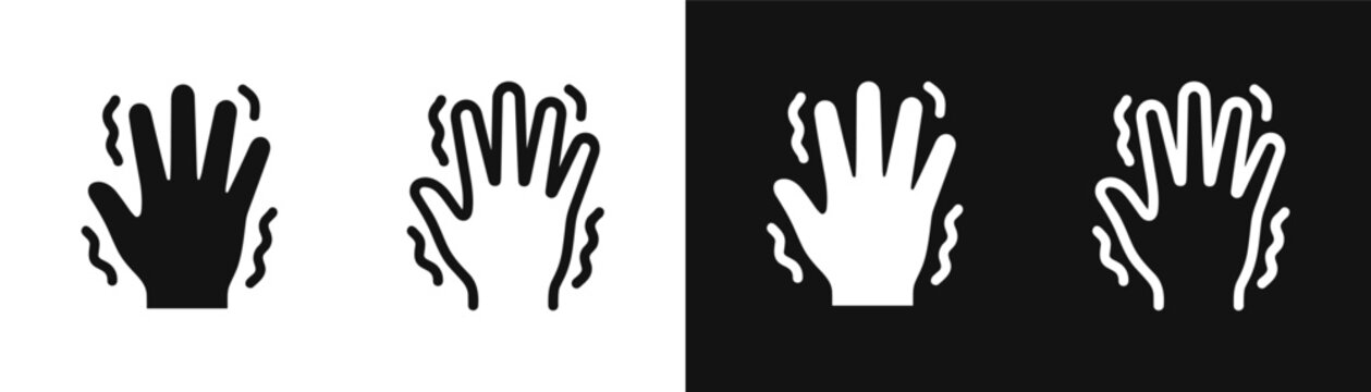 Tremor shaking hand icon set vector parkinson disease vibration symptom medical concept