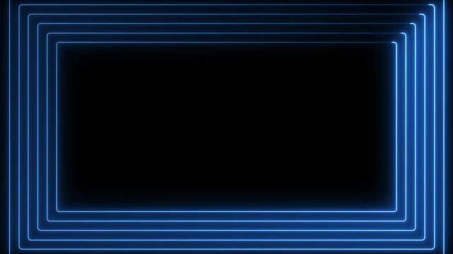 Blue neon rectangular frame forming a seamless looping background. 4K motion graphic