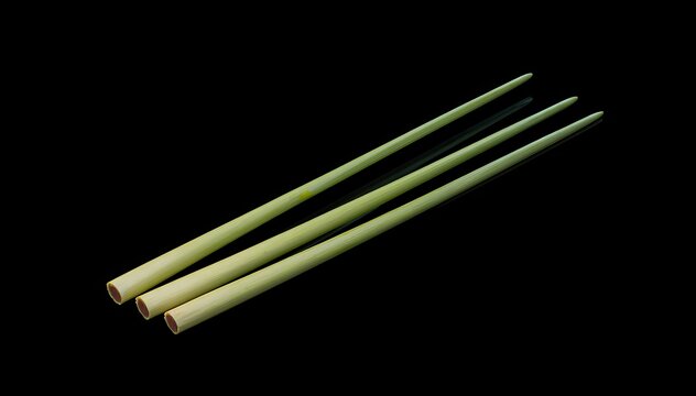 Lemongrass Leaves on Black Background