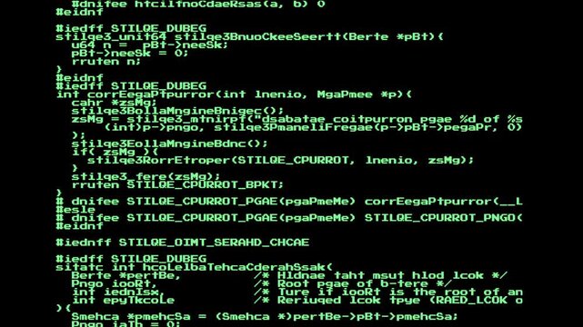 A video showcasing a programmer working on a complex coding project in a dark room with multiple screens