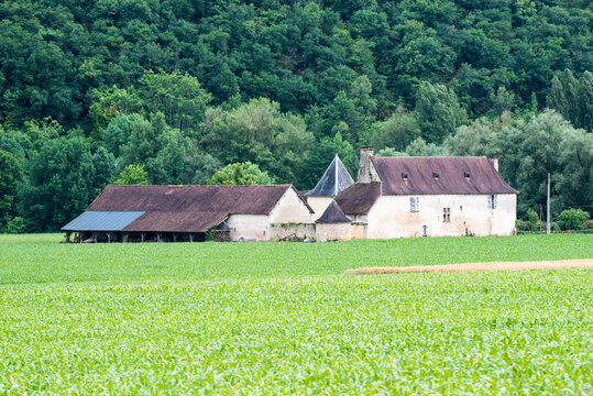 Franz&ouml;sische L&auml;ndereien in klassischer Architektur in Lascaux auf dem Land