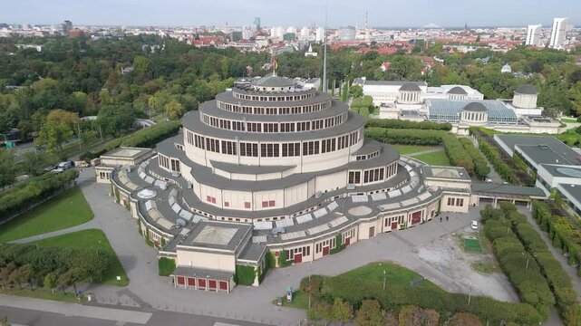 Wroclaw, Poland. Aerial view of Centennial Hall (Hala Stulecia) built in 1913n