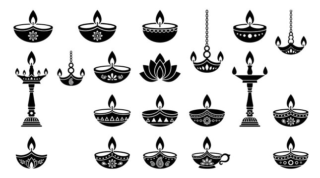 A beautiful and elegant collection of traditional diya designs representing light hope and the joyous celebration of the indian festival diwali