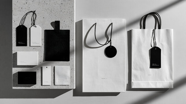 Minimalist Fashion Brand Stationery Branding Mockup With Apparel And Tags
