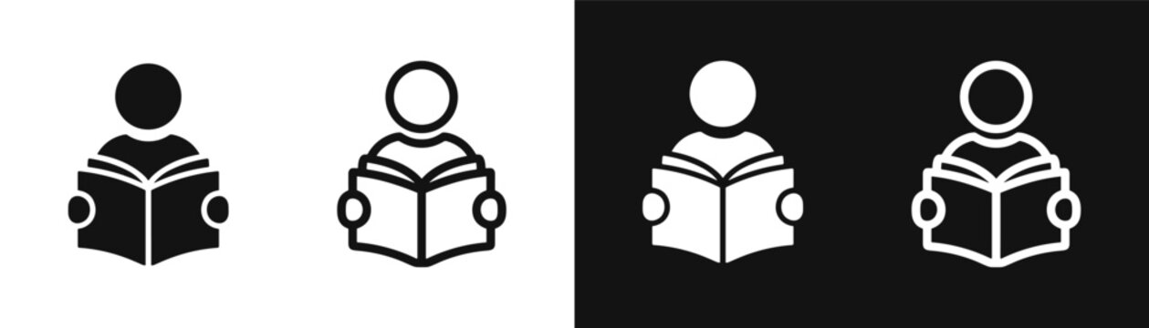 Person Reading Book Icon Set