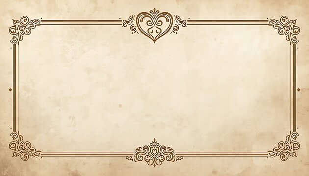 Vintage Parchment Card Frame with Simple Corner Filigree Lines