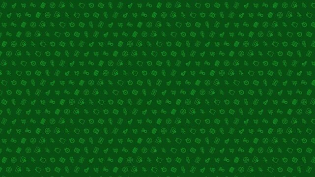 Dark Green Basketball Themed Pattern 4K 60FPS seamless Looping Video Background