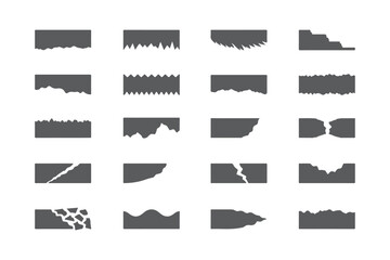 Fototapeta premium 20 Set of Torn Paper Edge and Ripped Border Vector Silhouettes for Design Scrapbooking Collage and Creative Projects