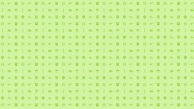 Light Green Baseball Themed Pattern 4K 60FPS seamless Looping Video Background