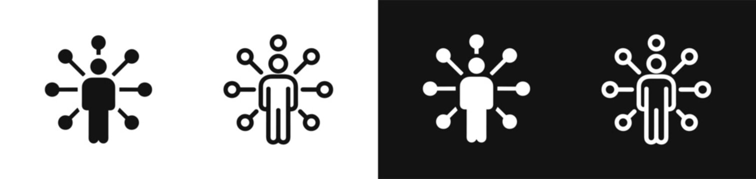Multitasking person and skills network icon set