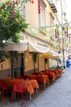 View of restaurants in Naples Italy