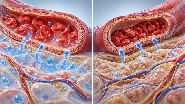 Increased vascular permeability with fluid and immune cell movement through blood vessel walls