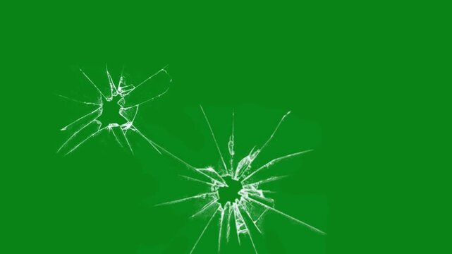 Glass Cracking Effect on Green Screen Background for Video Editing, Overlays, Motion Graphics, Animation, Visual Effects, Design Projects and Stock Footage Digital Content Media