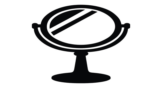 Vanity mirror with stand is depicted as a black silhouette
