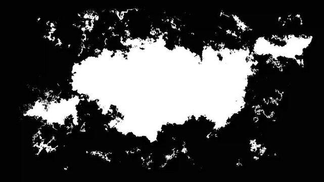 Black inks drops transition splatter Drop white ink spreads black Background Ink splatter splashes, central, blob of black ink rapidly blooming. Abstract slow motion transition reveal.4k animation