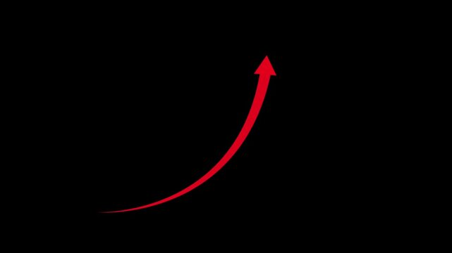Abstract arrow business graph icon animation background. arrow rising transparent channel. Abstract arrow growth chart of economy icon animated down to up arrow animation direction animation.