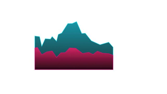 Dark Red and Teal Soundwave Audio Frequency Area Spectrum Display on Clean White Background