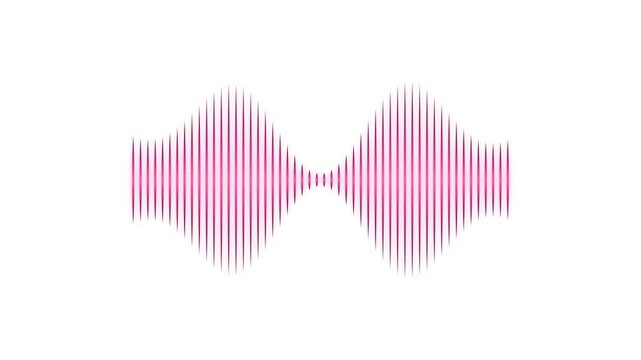 Pink Glowing Soundwave Audio Waveform Frequency Visualization Isolated on White Background