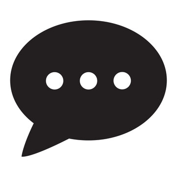 Speech bubble with ellipsis chat icon black silhouette vector illustration isolated on white background.