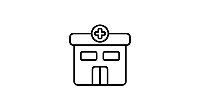 Hospital Building Icon, Medical Center, Healthcare Symbol, Transparent Background