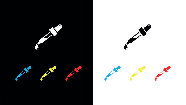 Eye dropper pipette vector icon set for digital design tools and medical applications.