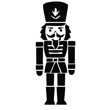 Christmas Nutcracker Soldier Silhouette Isolated on White
