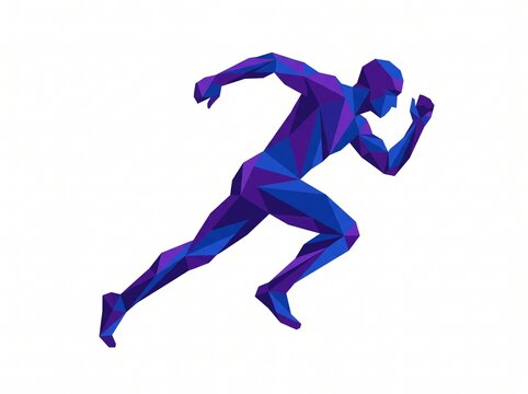Low Poly Geometric Runner Silhouette Logo Concept in Mid Sprint