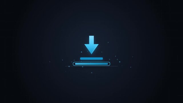 Animated download icon button featuring digital loading progression sequence on minimal dark background graphic design.