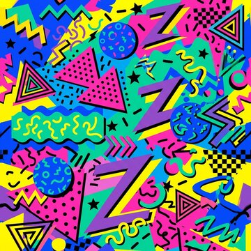 Retro 80s Memphis design geometric pattern