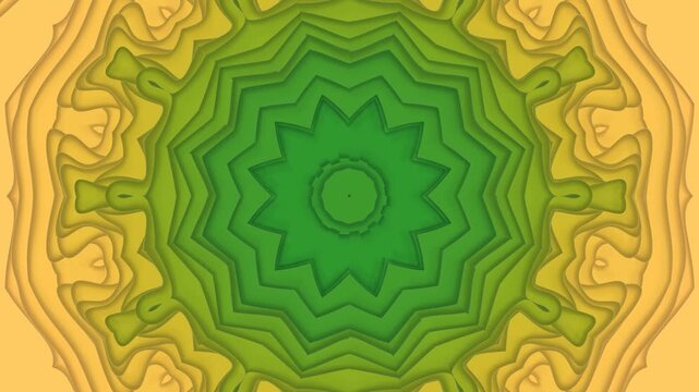 A mesmerizing, layered, and textured abstract pattern featuring concentric, interlocking shapes resembling a fractal or mandala with a distinct paper-cut aesthetic