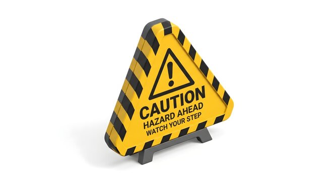 Portable Yellow and Black Striped Caution Hazard Ahead Floor Sign