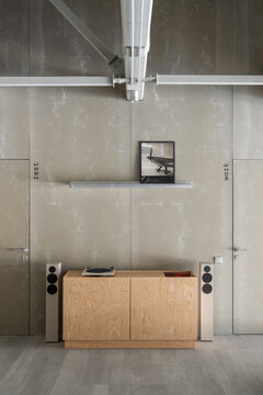 Vinyl Listening Setup in Hangar Office Interior