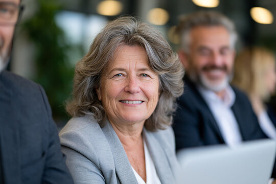 Modern corporate business setting team including a visually impaired employee using assistive technology during a collaborative meeting, inclusive workplace, respectful interaction, elegant