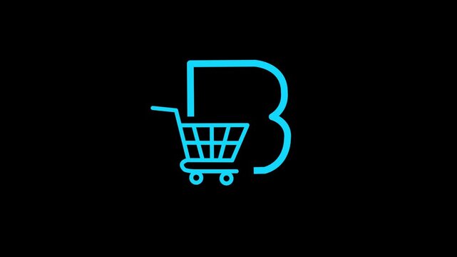 Online Shopping cart icon isolated on black background. Online buying concept. Delivery service sign,Supermarket basket symbol. 4K Video motion graphic animation