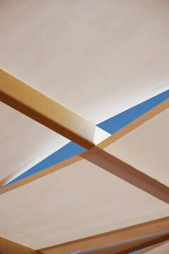 Wooden Ceiling Beams Forming a Cross Shape