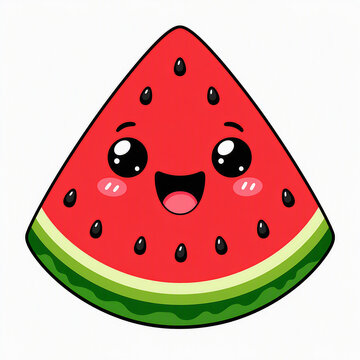 cute kawaii watermelon with a big smilling