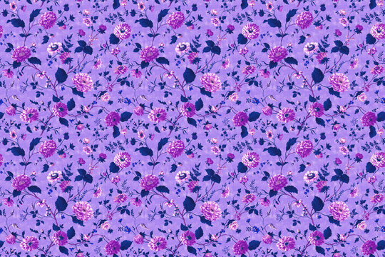 seamless pattern with purple flowers