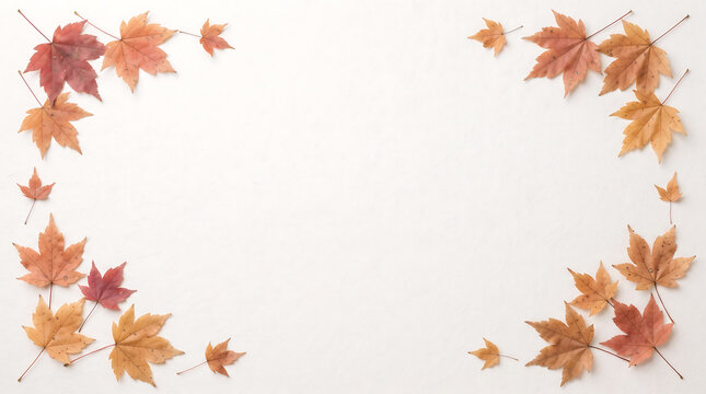 Autumn maple leaves four corners border layout with central copy space for Thanksgiving holiday design