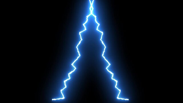 Electrical storm with bright blue lightning strikes, powerful electric discharges and flashing thunder effects, dramatic thunderbolt energy on black background, high quality 4k footage