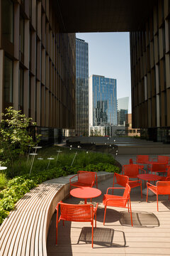 Business Center Courtyard on a Sunny Day