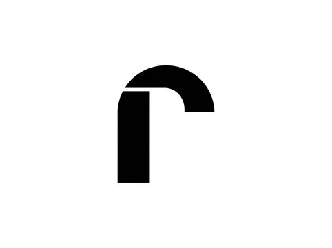 Minimalist lowercase letter r logo, bold black geometric alphabet symbol, modern typographic initial for corporate branding