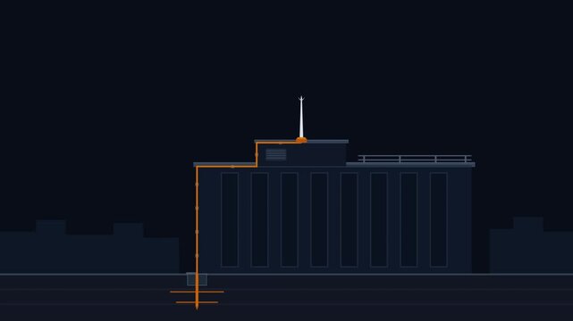 Lightning Protection System Safeguarding a Building During a Storm