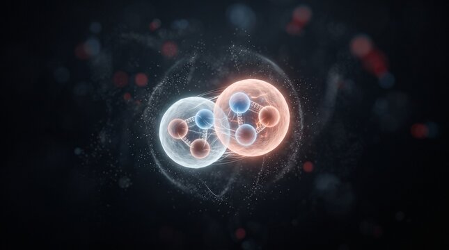 Quantum entanglement visual representation of subatomic particles interaction