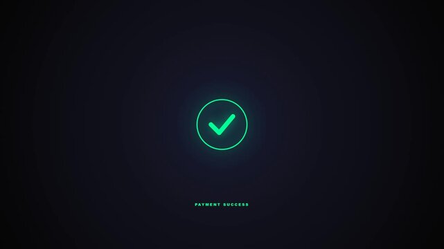 Digital payment processing animation on dark background