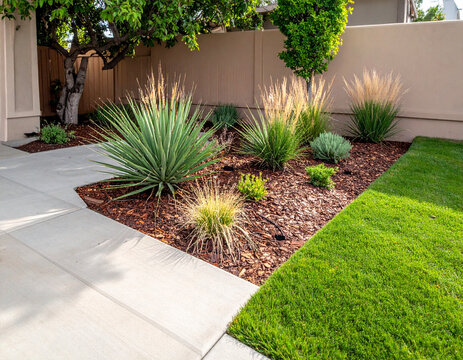 Minimal drought resistant garden designed for a sunny climate