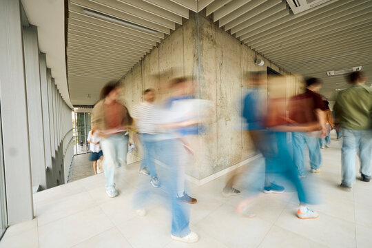 People in motion at the university